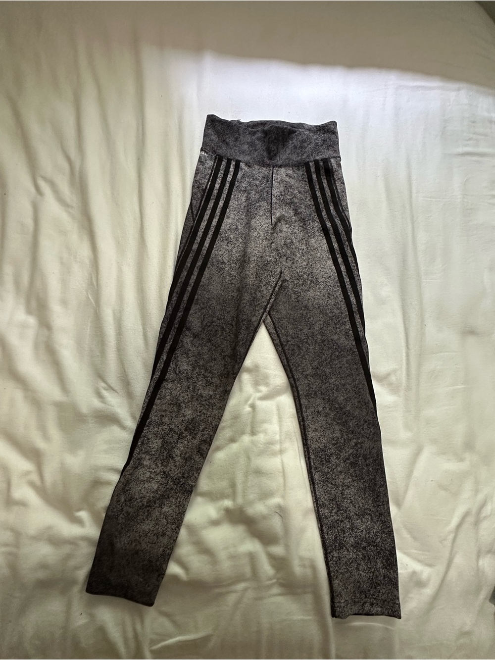 adidas Gray Kids Leggings with Black Three-Stripe Detail